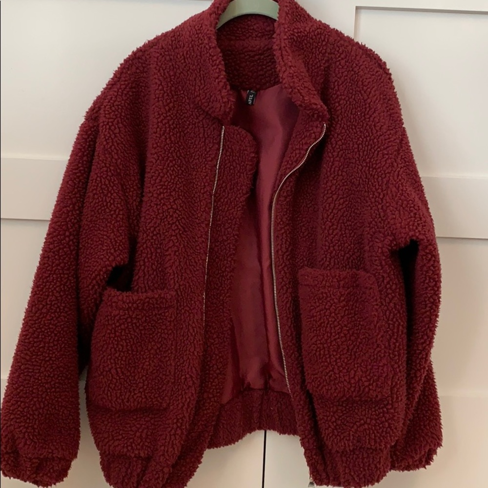 Zaful Red Teddy Coat